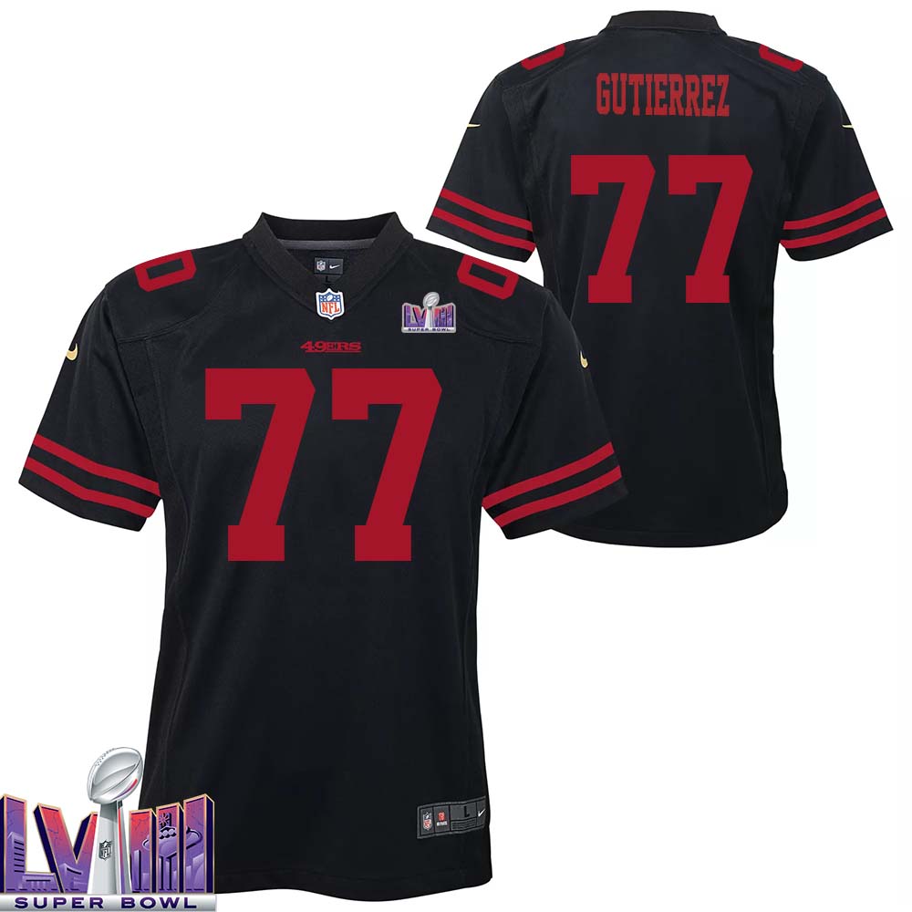 Alfredo Gutierrez No 77 Super Bowl LVIII Limited Alternate Black 49ers